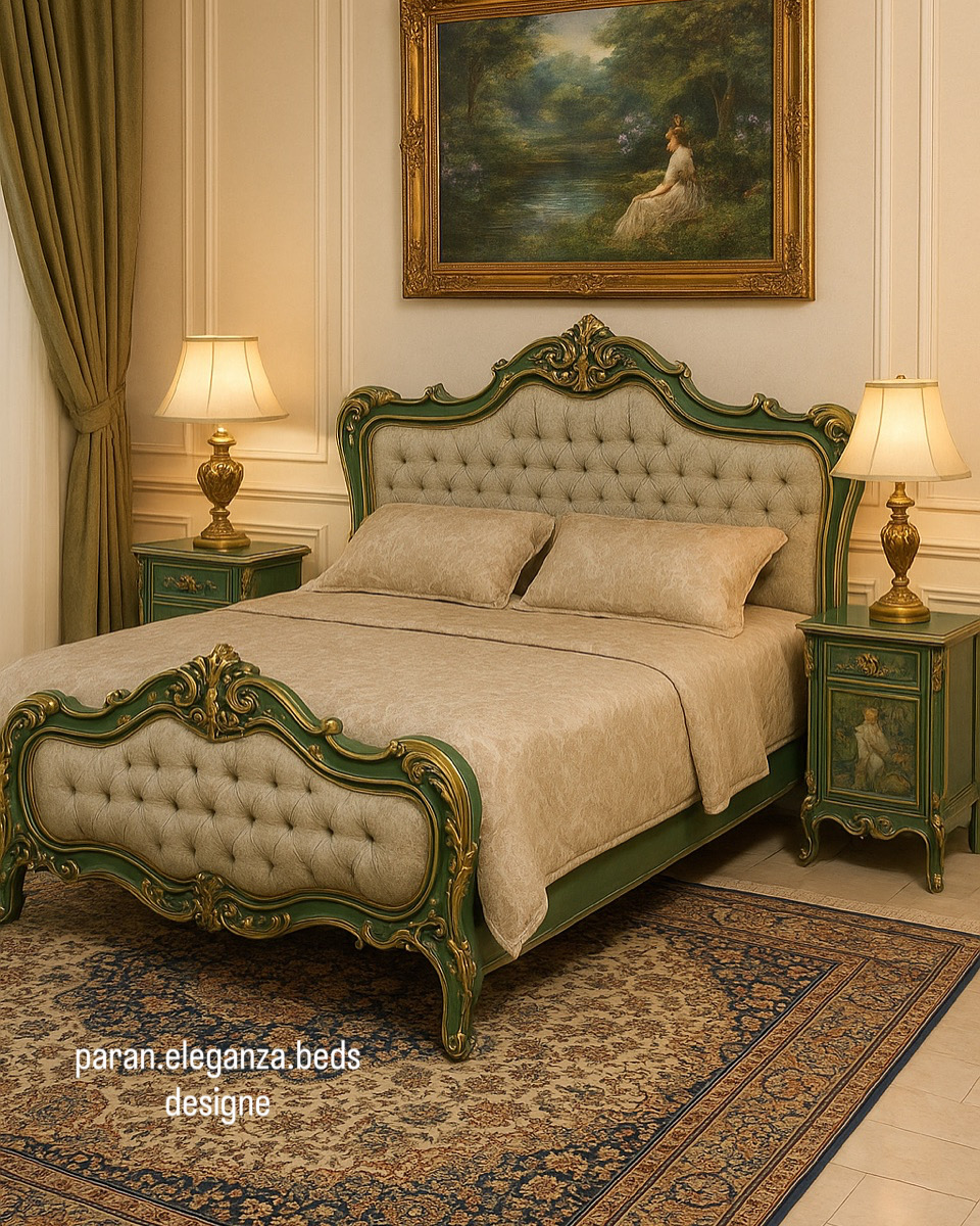 سرویس‌خواب لوکس چوب راش و پارچه تُرک